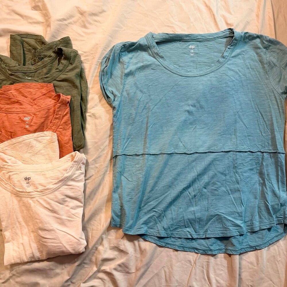 FOUR dip brand relaxed fit slub knit tees BIG XSMALL (green/teal/orange/peach)